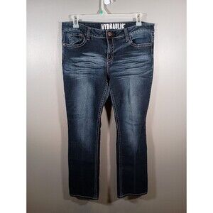 Hydraulic Dark Wash Y2K LOGO Low Rise Boot Cut Womens Jeans Plus Size 18W